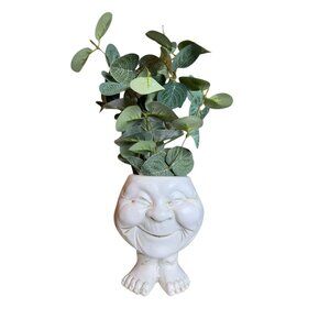 Whimsical White Resin Face Planter With Feet